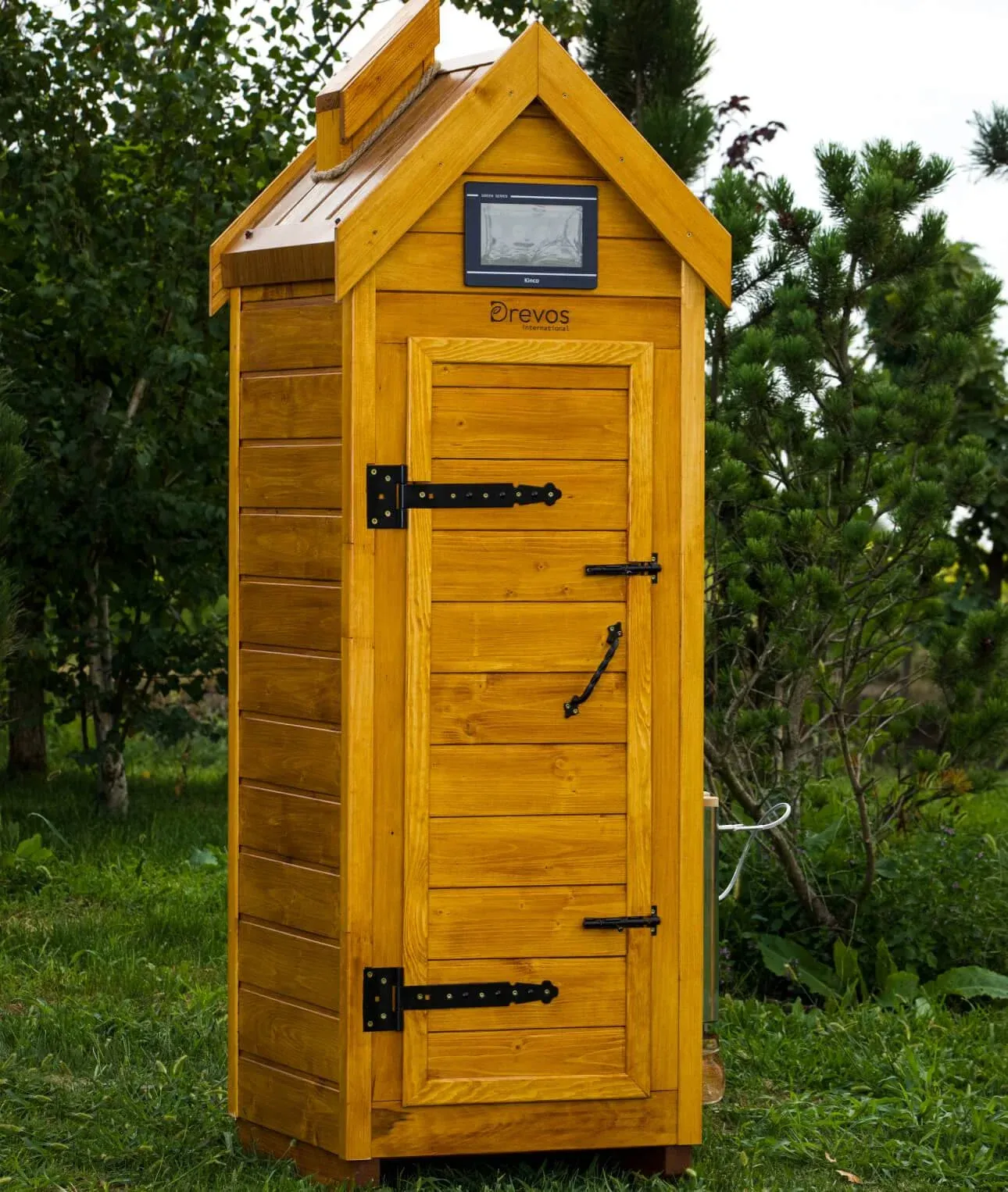 Afumătoare Domwerk Smart din lemn natural, cu ecran tactil pe fronton